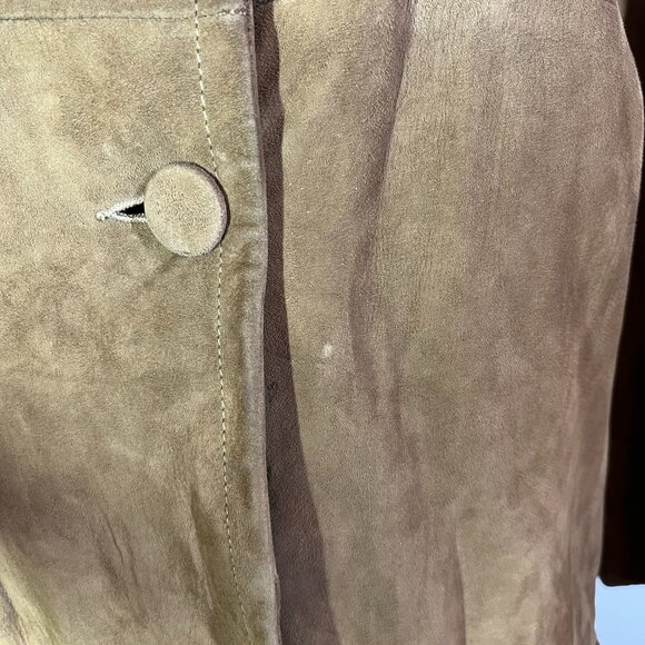 Vintage 60s Jacqueline's Feminine Apparel Memphis Nubuck Leather Coat Fur Collar - Picture 14 of 16